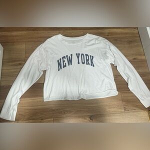 Brandy Melville White Long Sleeve "New York" Graphic Tee
